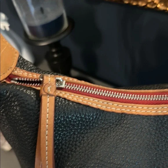 Dooney & Bourke Black and Tan Leather Hobo Bag - Picture 3 of 15